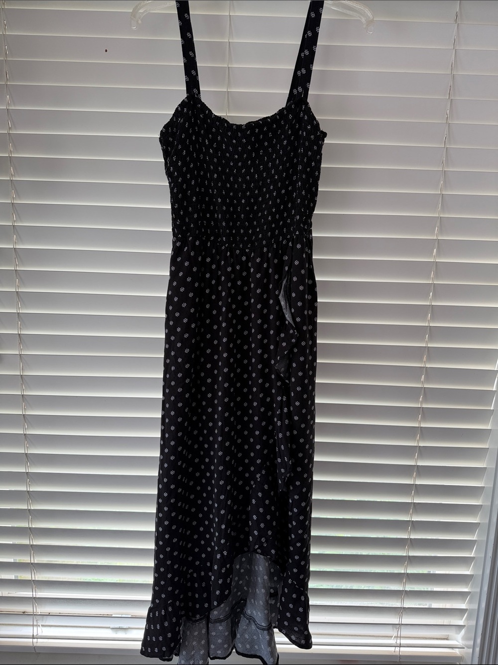 Hollister Black Maxi Dress with White Dot Print